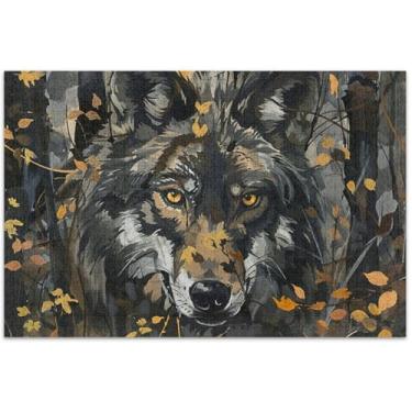 Imagem de Quebra-cabeça de camuflagem de lobo para adultos, 1000 peças, presentes de elefantes brancos, arte, pintura de animais, 75 x 40 cm