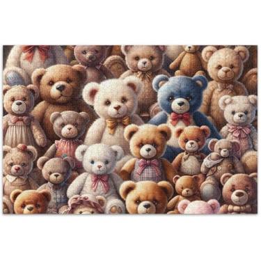 Imagem de Ursinhos de pelúcia fofos adultos 1000 peças quebra-cabeças presentes legais para adultos pintura de arte floral