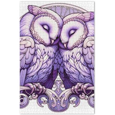 Imagem de Unicórnios roxos personalizados, cenário fantástico, quebra-cabeças para adultos, 500 peças, cenário, arte floral, arte, quebra-cabeça, presentes, 51 x 35 cm