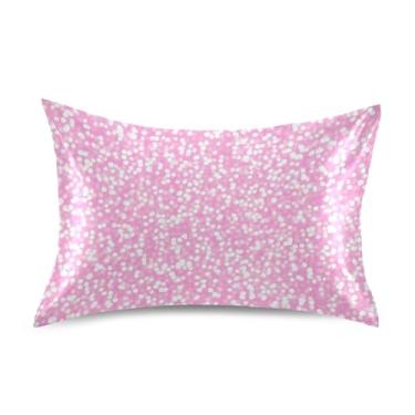 Imagem de Fronhas de cetim floral macio rosa cintilante brilhante king queen fronhas padrão fronhas personalizadas refrescantes macias cama tamanho padrão 66.0 cm x 50.8 cm