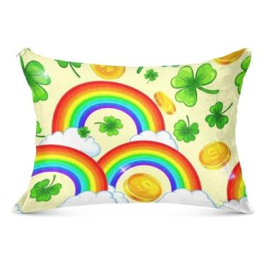 Imagem de Capa de almofada colorida de flanela arco-íris com zíper capa de travesseiro padrão King Queen capa de travesseiro grande, tamanho padrão, 51 x 66 cm