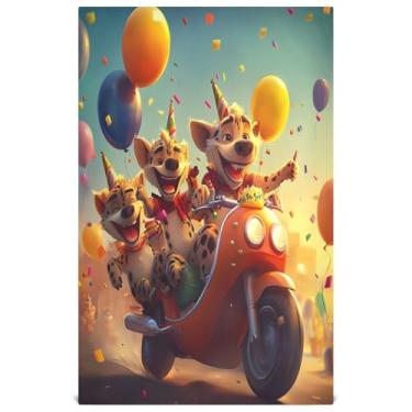 Imagem de Joisal Toalhas de prato de cachorro de hiena de aniversário para cozinha toalha de chá decorativa fofa para lavar louças, absorvente, secagem rápida, 45 x 71 cm, 1 pacote