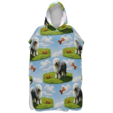 Imagem de Joisal Roupão de mudança de poncho de surfe branco fofo de desenho animado para Adul Plus Size Ponchos de praia para homens toalha de natação com capuz