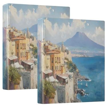 Imagem de Fichário litoral de Nápoles para escola com armazenamento, pequenas pranchetas, pacote com 2, pasta de 3 furos