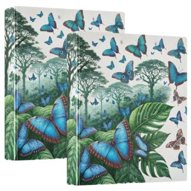 Imagem de Pacote com 2 fichário Forest Blue Butterflies com fichário de relatório de armazenamento, 27 x 31,5 cm, material escolar universitário
