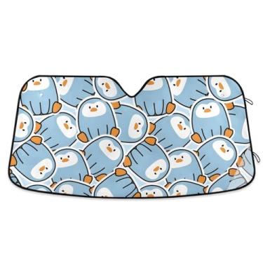 Imagem de Toldo de carro pinguim fofo blocos de para-brisa dianteiros raios UV janela frontal para carro sombra solar para a maioria dos sedans SUV caminhão médio