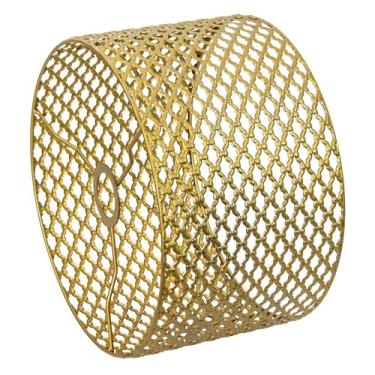 Imagem de Osasy Abajur de tambor de metal dourado, design oco feito à mão, persianas de substituição para chão, lustre, mesa, sala de estar, quarto, abajur (redondo-G08)