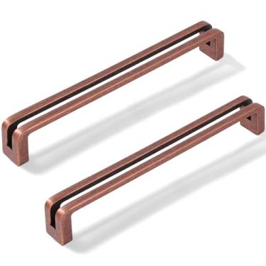 Imagem de Vicycmc Puxadores de armário sólidos de liga de zinco de cobre antigo 6-1/4 polegadas (160 mm) no centro do orifício, puxadores de armário de cômoda de luxo para quarto, cozinha, pacote com 6 7600