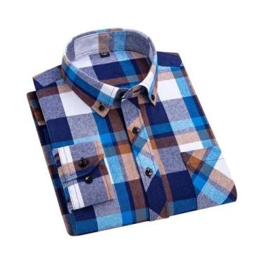 Imagem de Camisa Masculina plus Size 7XL 8XL De Algodão Xadrez Manga Longa Casua