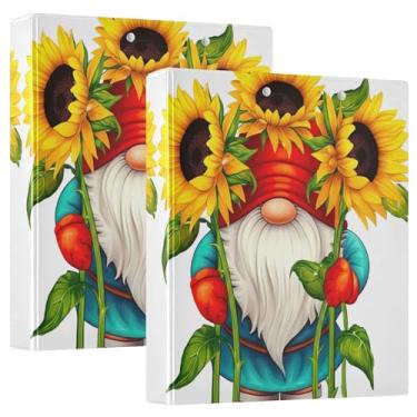 Imagem de Gnome Girassóis 3 fichários de 3 anéis com 200 folhas, estampas de animais, fichário de escritório, 31,5 x 27 x 6 cm, pacote com 2