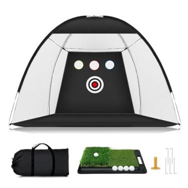 Imagem de Generic Rede de Prática de Golfe, Treinamento de Balanço Rede Portátil de Golfe de 10 Pés Com Conjunto de Tapete de Alvo Fácil de Configurar Balanço Em Qualquer Lugar para Lascar a (Conjunto de 3