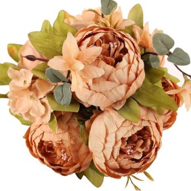 Imagem de Decoração de casamento vintage de flores artificiais Duovlo Peony Silk
