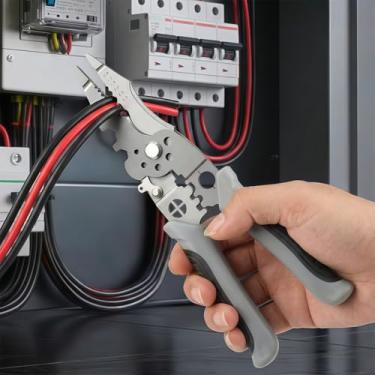 Imagem de Alicate multiferramenta 32 em 1, cortador de descascador de fio de aço de alto carbono com crimpador, chave de fenda e laço de fio