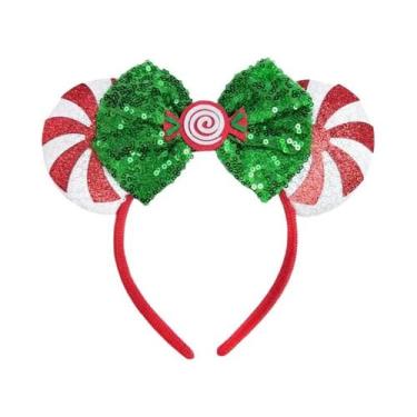 Imagem de Tiara De Natal Mickey Mouse Com Flores De Neve Para Crianças, Acessóri