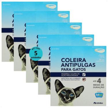 Imagem de Coleira antipulgas bullcat para gatos 40cm e 15g coveli kit com 5