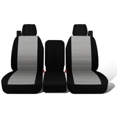 Imagem de Jokuye Capas de banco dianteiras divididas 40/20/40 para Ford F150 XL cabine padrão 2004 2005 2006 2007 2008, tecido Oxford resistente com cintos de segurança integrados e capa de apoio de braço