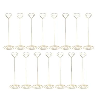 Imagem de TOPINCN Suportes para Números de Mesa de 15 Unidades, Suportes para Fotos de Fio de Ferro Com Base Arredondada para Peças Centrais de Festa de Recepção de Casamento, Com Suporte para (Ouro)