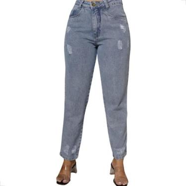 Imagem de Calça Jeans Feminina Mom Cintura Alta - Love Fashion, Lavagem média, 4