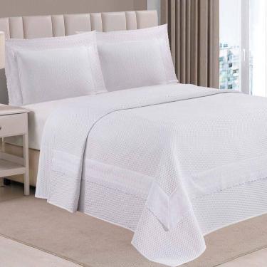 Imagem de Kit Cobre Leito Colcha Jovial Queen Dupla Face 3 Peças - Branco - 100% Poliéster
