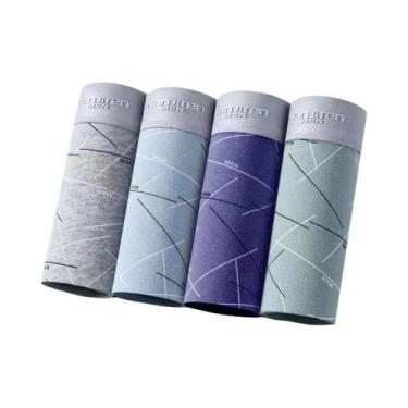 Imagem de Shorts Boxer De Algodão Masculinos 4 Peças, Roupa Íntima Sexy, Cuecas 