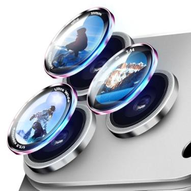 Imagem de NECARSIN Protetor de lente de câmera para iPhone 17 Pro Max/17 Pro/16/15/14 Pro Max/16/15/14 Pro, capa de câmera de metal ultrafina com vidro temperado, antiarranhões (rosa)