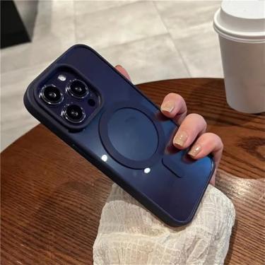 Imagem de Capa transparente fina para iPhone 16, 15, 14, 13, 12, 11 Pro Max com carregamento sem fio magnético, roxa escura, para iPhone 13 Pro