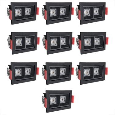 Imagem de Kit 10 Mini Spot Downlight Duplo Led Embutir 3000K Bet56