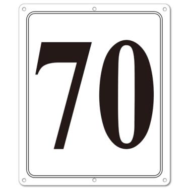 Imagem de i-CowFun Placa numerada de metal premium ao ar livre, refletiva 30,5 x 25,4 cm placas numeradas de alumínio grande 70 para estacionamento, quadra de tênis, campo, armazém, corredor, edifício, doca