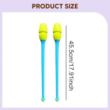 Imagem de UGPLM Conjunto de 2 Clavas de Ginástica Rítmica, Equipamento de Treinamento de Ginástica, Adereços de Dança Profissionais de 45,5 cm para Treinamento, Amarelo E Azul