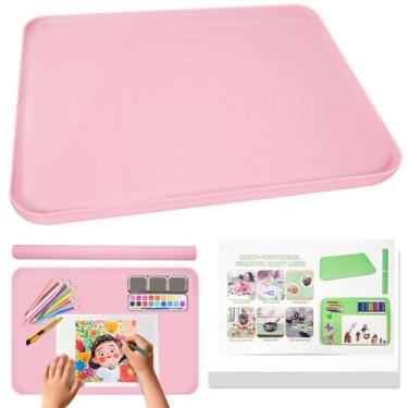 Imagem de Tapete de arte de silicone para artesanato, grande tapete de pintura de silicone de 61 x 40 cm e tapete de artesanato com bordas elevadas para artistas, fabricação de joias, massinha de brinquedo