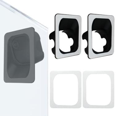 Imagem de Pacote com 2 suportes de montagem de janela compatíveis com câmeras Blink Outdoor 4, suporte de câmera adesivo sem perfuração, sem reflexos internos para monitoramento de segurança externo (preto)