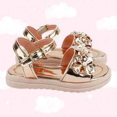 Imagem de Sandália Feminina Infantil Menina Confortável e Macia Moda Star com Fl
