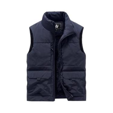 Imagem de Colete De Inverno Masculino Em Tamanho Grande, Sem Mangas, Com Múltipl