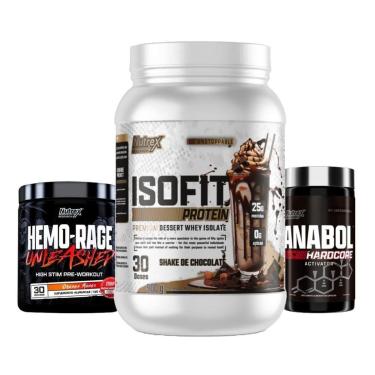 Imagem de Kit ISOFIT Whey 900g + HemoRage 180g + Anabol 60 Caps Nutrex-Unissex