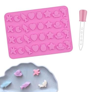 Imagem de Molde de Silicone Animais Marinhos 32 Cavidade Forma Bala Fini Goma Doce Chocolate Golfinho Polvo