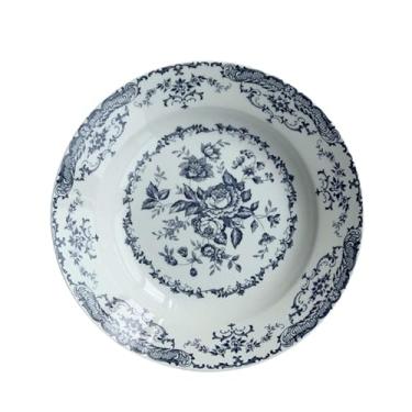 Imagem de Louça de cerâmica retrô estilo ocidental rosa flor vaca café da manhã sobremesa prato fundo azul