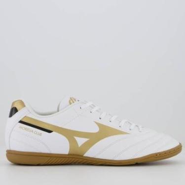 Imagem de Chuteira Mizuno Morelia Club IN Futsal Branca e Dourada-Masculino