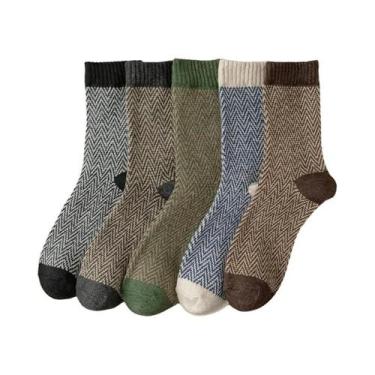 Imagem de Meias Térmicas Grossas De Lã Para Mulheres, 5 Pares, Estilo Nórdico Re