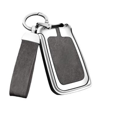 Imagem de Capa De Chave De Carro Em Liga De Zinco, Compatível Com Seat Ateca Leon Fr 2 Ibiza, Capa De Couro Genuíno De Alta Qualidade, Fivela, Acessórios Automotivos(B silver gray)