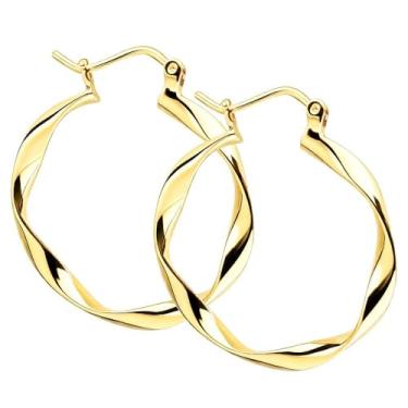 Imagem de ToHeart Brincos de argola torcida em ouro 14k Presente ideal para mulheres