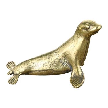 Imagem de Didiseaon Estatueta de selo de latão mini ornamento de mesa decoração de mesa enfeite de selo criativo para escritório em casa (estilo de olho aleatório)