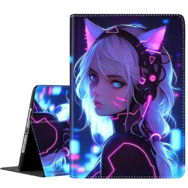 Imagem de Capa para Samsung Galaxy Tab S10 Lite/S10 FE 2025/ S9 FE 10,9 polegadas/S9 11 polegadas 2023, capa fina dobrável com suporte para despertar/hibernar automático para Galaxy Tab S10 Lite, anime Cat Girl