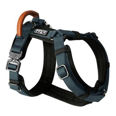 Imagem de MADE TO ROAM Peitoral Explorer Premium – Peitoral para cães em forma de Y com nylon durável ajustável, acolchoamento macio, fivelas de metal e alça de couro para cães pequenos, médios e grandes