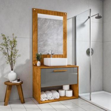 Imagem de Conjunto Gabinete Cuba Espelho Banheiro Naturalle Titanium - Drop de C