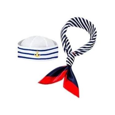 Imagem de Boné De Capitão Azul Marinho, Chapéu De Marinheiro Branco Para Adultos