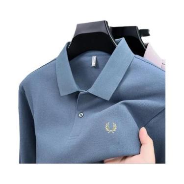 Imagem de Camisa Polo Masculina De Algodão De Alta Qualidade Com Manga Longa Mod