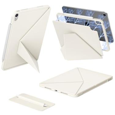 Imagem de KVTVOU Capa para iPad (A16) 11ª/10ª geração (11/10,9 polegadas, 2025/2022), capa traseira magnética poderosa, moldura removível e suporte para lápis, vários ângulos, despertar/hibernar automático e