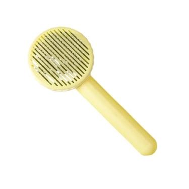 Imagem de Escova de remoção de pelos de gato pente de remoção de pelos de cães ferramenta de cuidados para gatos pente aparador de pelos de cachorro (amarelo claro)