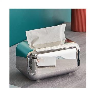 Imagem de Caixas de lenços de papel douradas modernas de luxo, porta-guardanapos de armazenamento, caixa de lenços de cozinha, organizador de ornamento, suporte de lenços de mesa (prata)