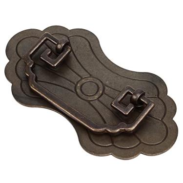 Imagem de Puxador de Gaveta Latão Estilo Chinês Retrô Florescer da Riqueza Puxadores Vintage com 2 Parafusos para Estante Armário Cômoda Roupeiro Móveis